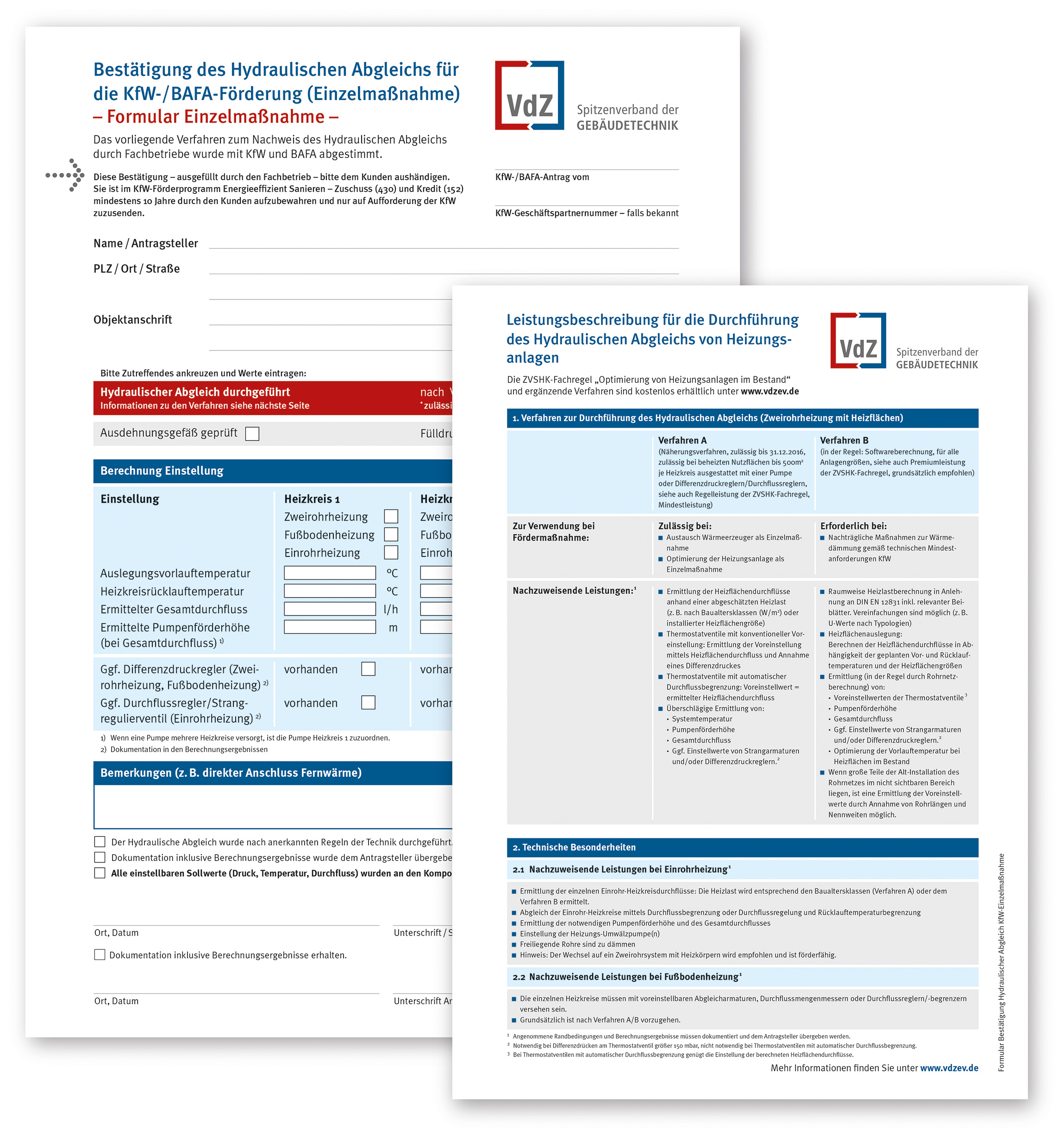 VdZ-Formulare Zur Bestätigung Des Hydraulischen Abgleichs: Entfristung ...